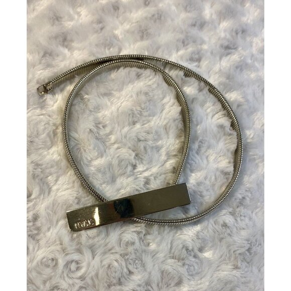 NY & Co Women's Belt 29” Silver VTG Coil Slinky Dress Logo Metal Stretch - Picture 1 of 6